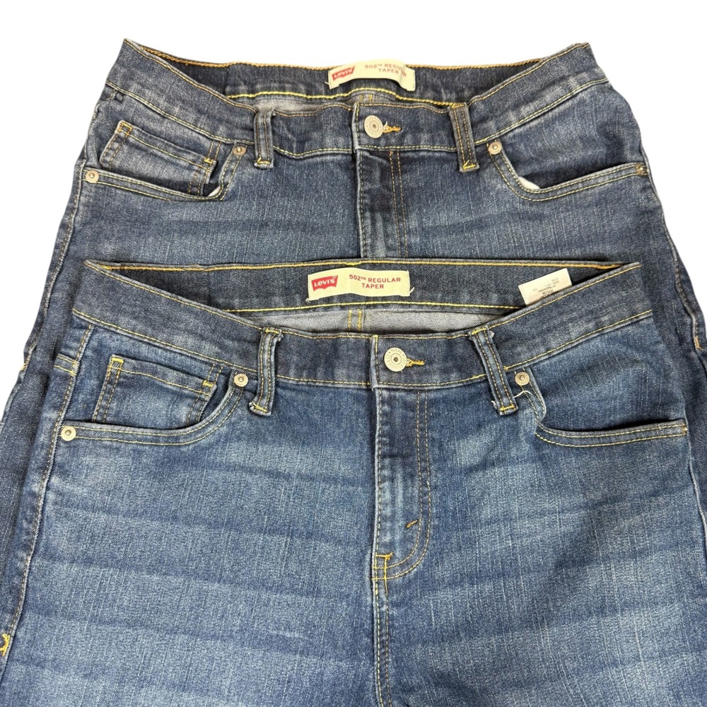 Two Pairs of Levi's 502 Jeans Regular Taper Size 30x30 Medium Wash Denim Stretch
